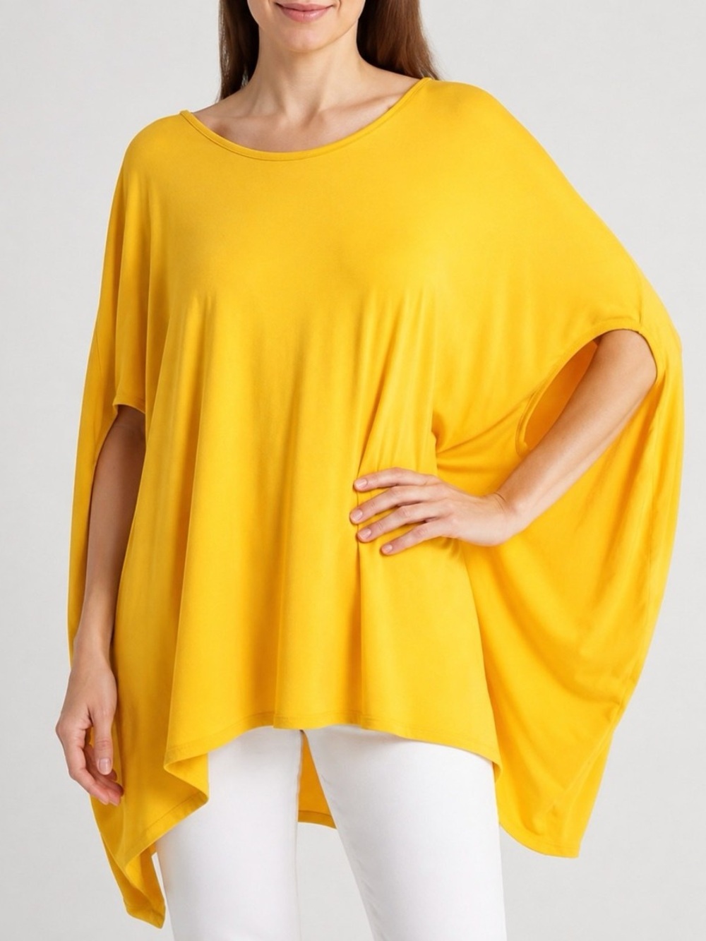 Patrizia Luca Yellow Cold-Shoulder Oversized Poncho